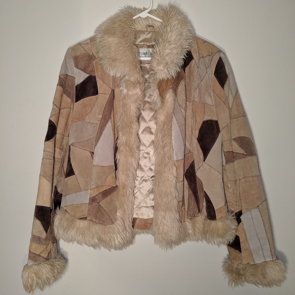 100% genuine leather/suede multi colored jacket